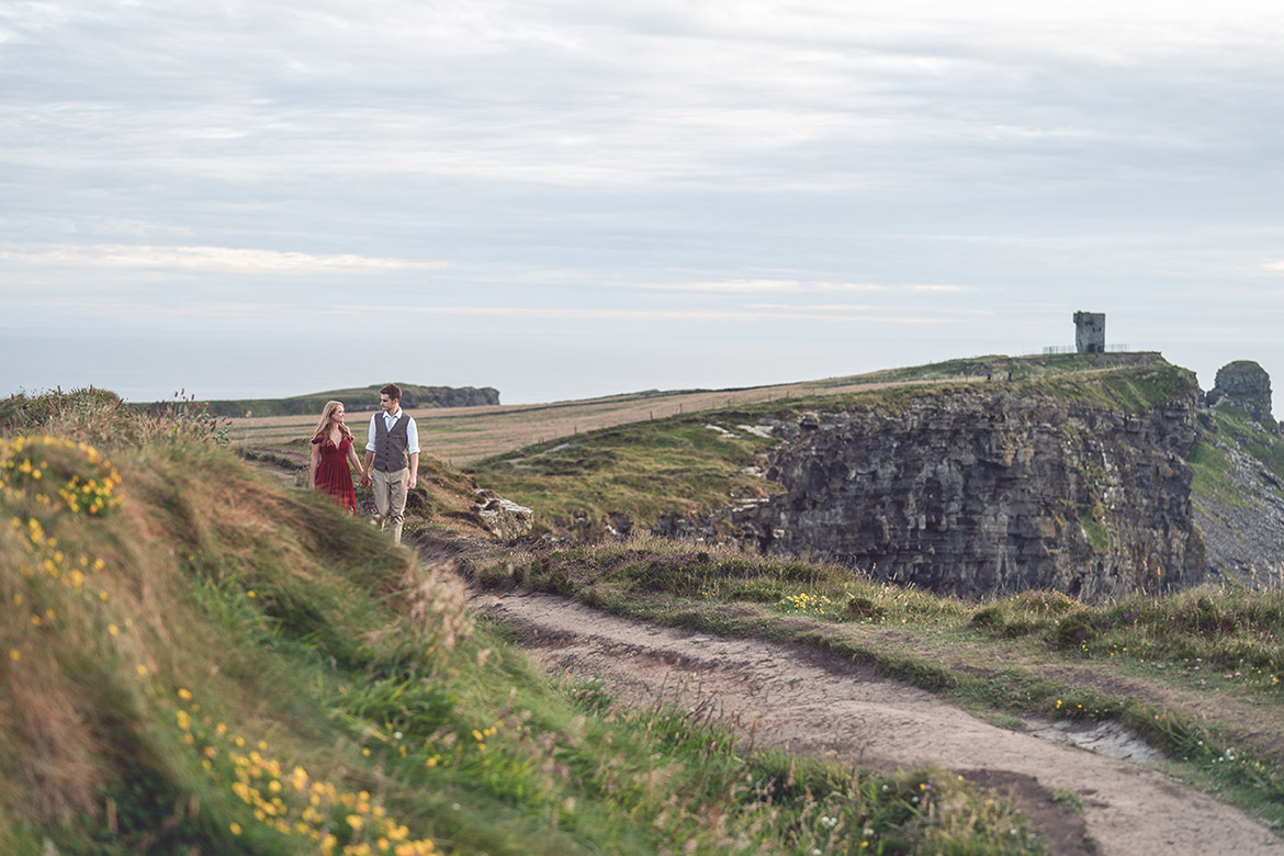 Engagement photography for destination wedding at the cliffs of moher