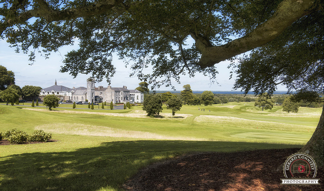 Glenlo Abbey Wedding Venue in Ireland, a view from the golf course by gerard conneely photography