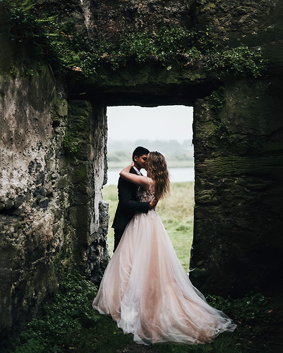 Elopement wedding photography at Menlo Castle in Galway by Gerard Conneely Photography